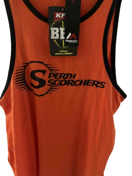 Perth Scorchers Official BBL Mens Cotton Logo Tank Orange