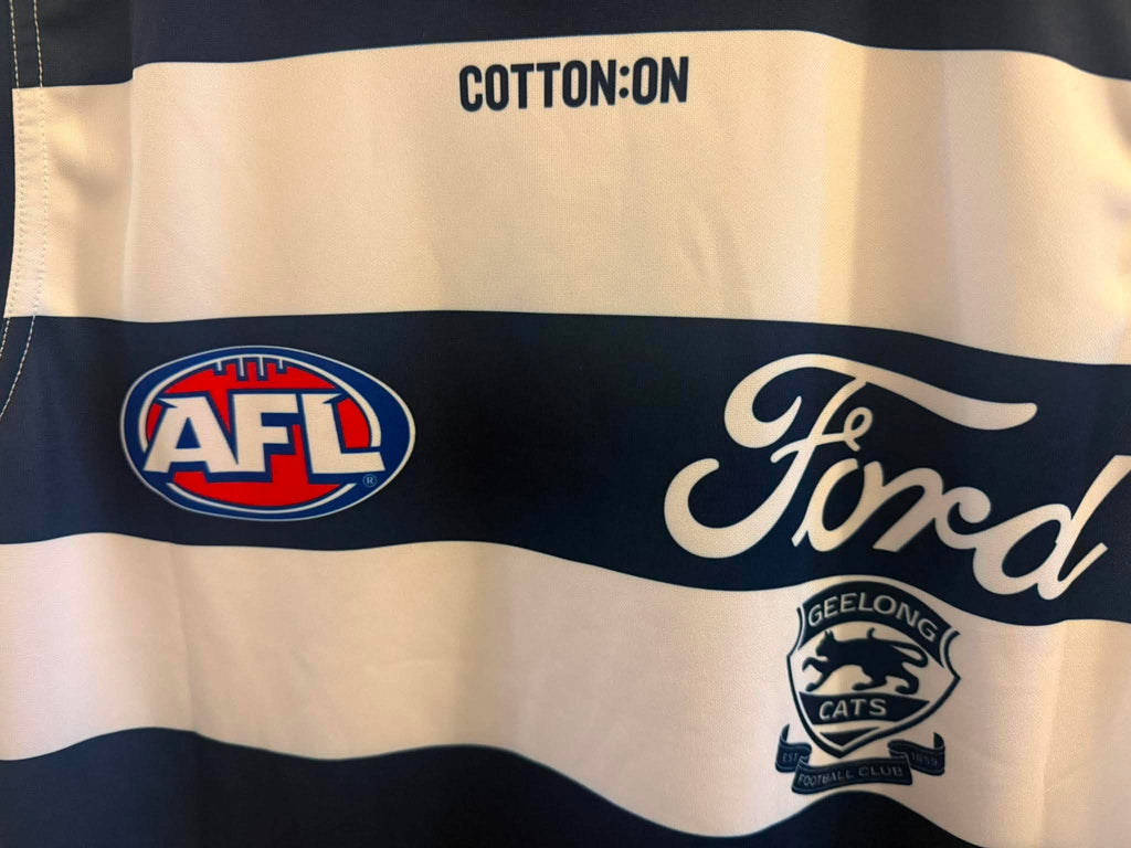 Jeremy Cameron Geelong Cats AFL player issue guernsey, official regional round AFL jersey, featuring team logo and player number.