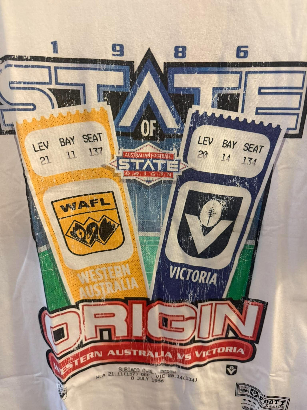 1986 State of Origin WA vs Vic Heritage Tee AFL