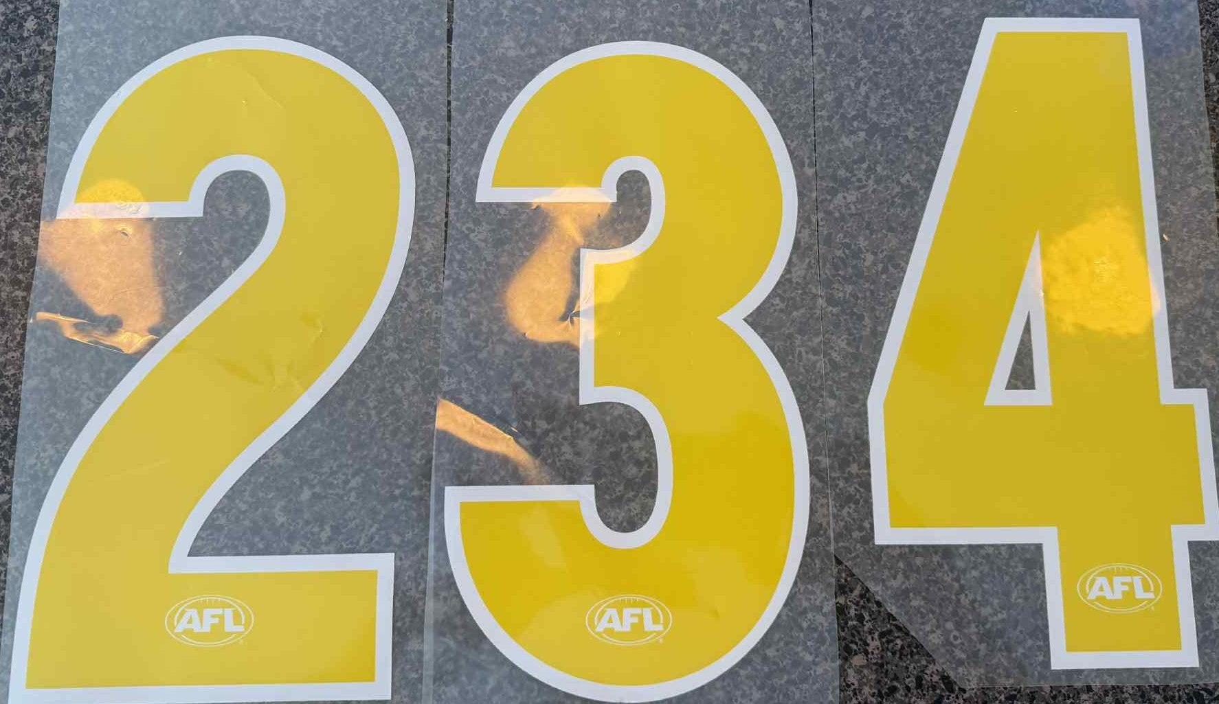 Yellow Official AFL Heat Press Number - Adult