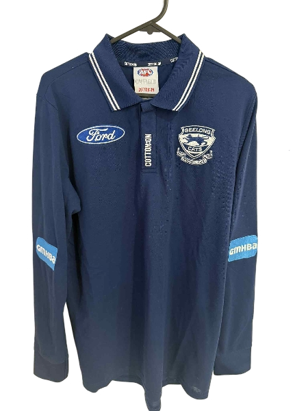 Geelong Cats Official AFL Long Sleeve Coaches Polo Shirt