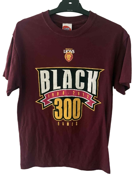 Simon Black Brisbane Lions 300th Game Official AFL Retro Logo Tee