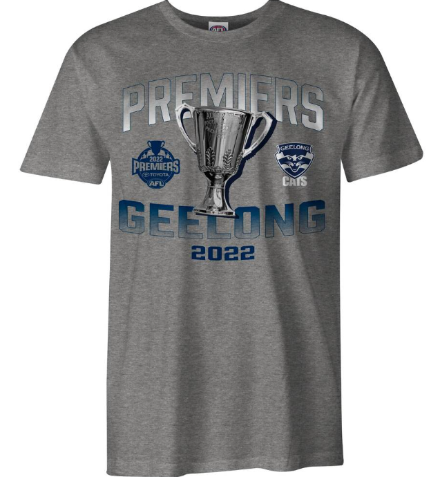 Geelong Cats 2022 Official AFL Premiers Adults Grey Tee