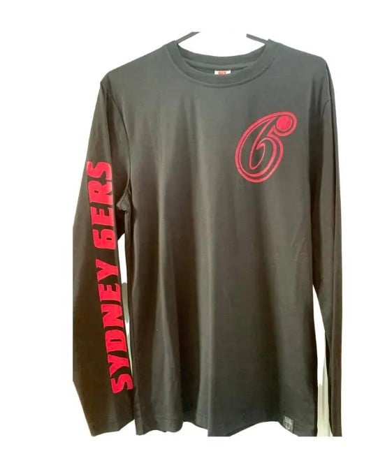 Sydney 6ers Official BBL Sleeve Logo Tee - Long Sleeve - Adult